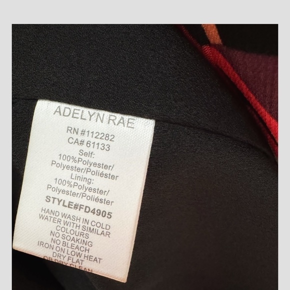 Adelyn Rae Wrap Dress High Low Chiffon Long Sleeve Black Red Print Sheer Sleeve - Picture 13 of 15